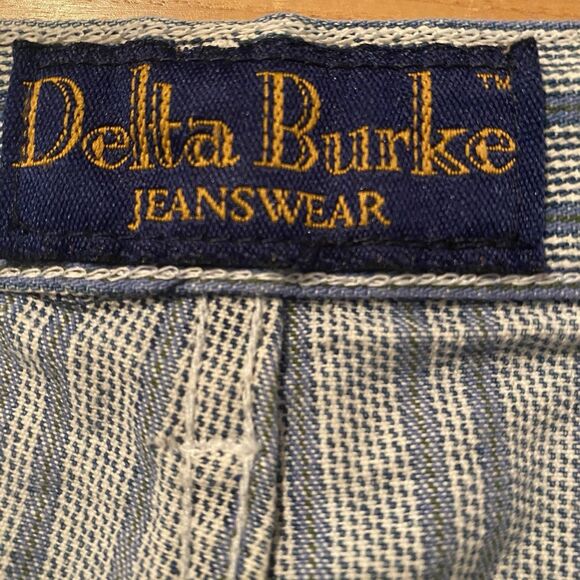 Jean Denim Skort Plus 18 Shorts Railroad Striped Cotton Front Button VTG Y2K - Picture 6 of 16